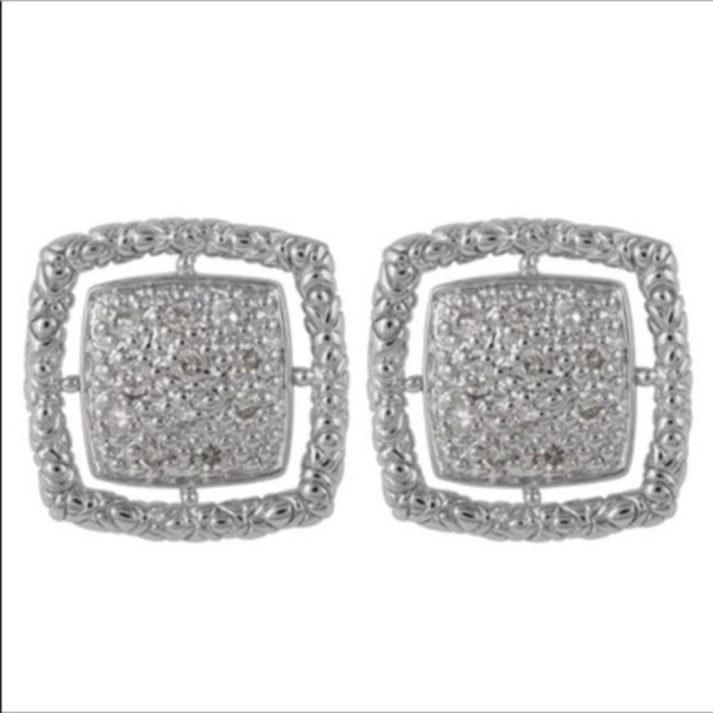 NWT John Hardy sterling silver Genuine Pave Diamond Stud earrings